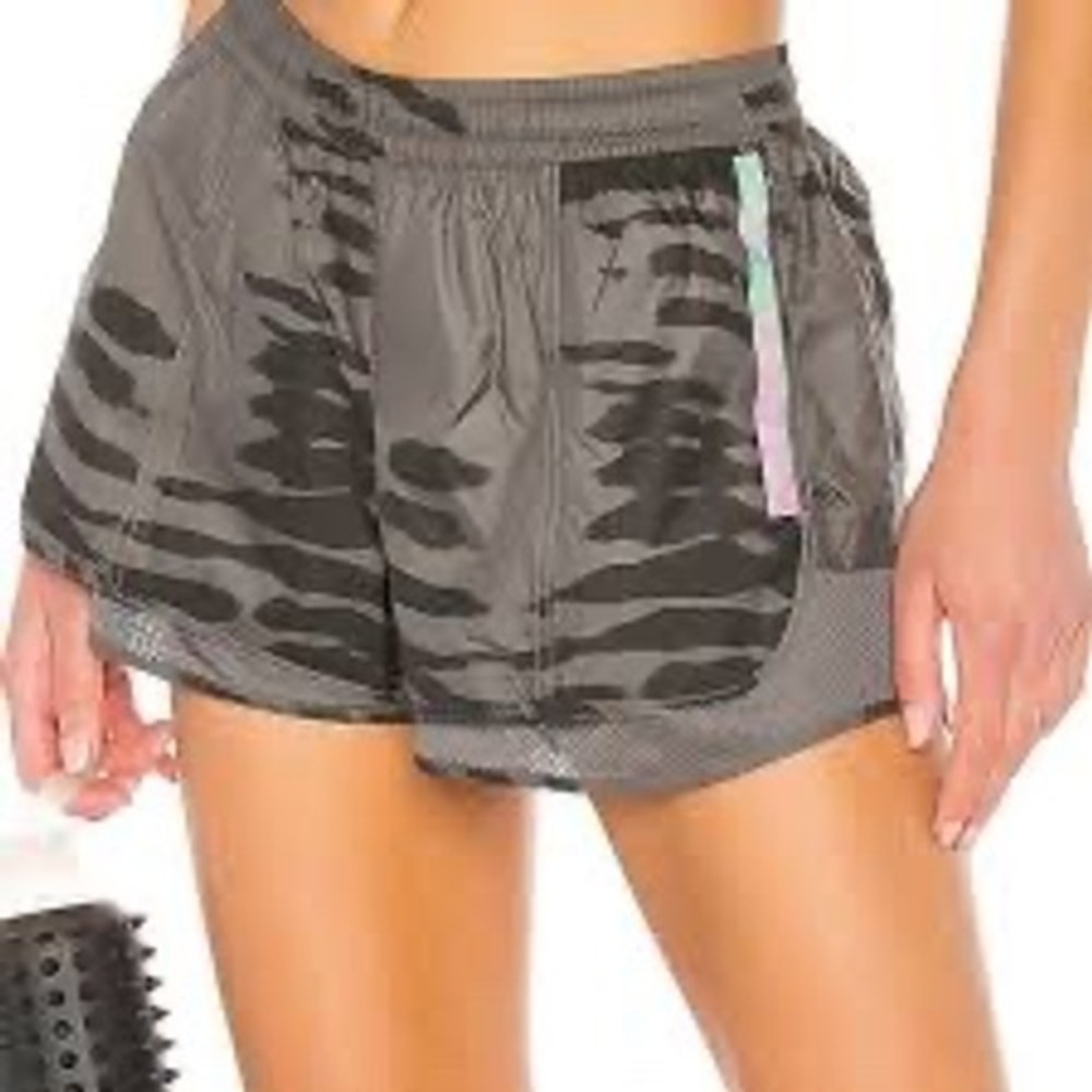 Adidas by Stella McCartney Grey Tiger Print Reflective Running Shorts Small